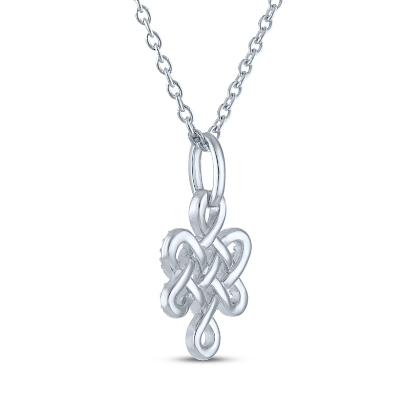 Main Image 4 of Eternal Knot Necklace with Diamonds Sterling Silver 18&quot;