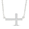 Thumbnail Image 1 of Diamond Sideways Cross Necklace 1/20 ct tw 10K White Gold 18&quot;