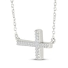 Thumbnail Image 2 of Diamond Sideways Cross Necklace 1/20 ct tw 10K White Gold 18&quot;