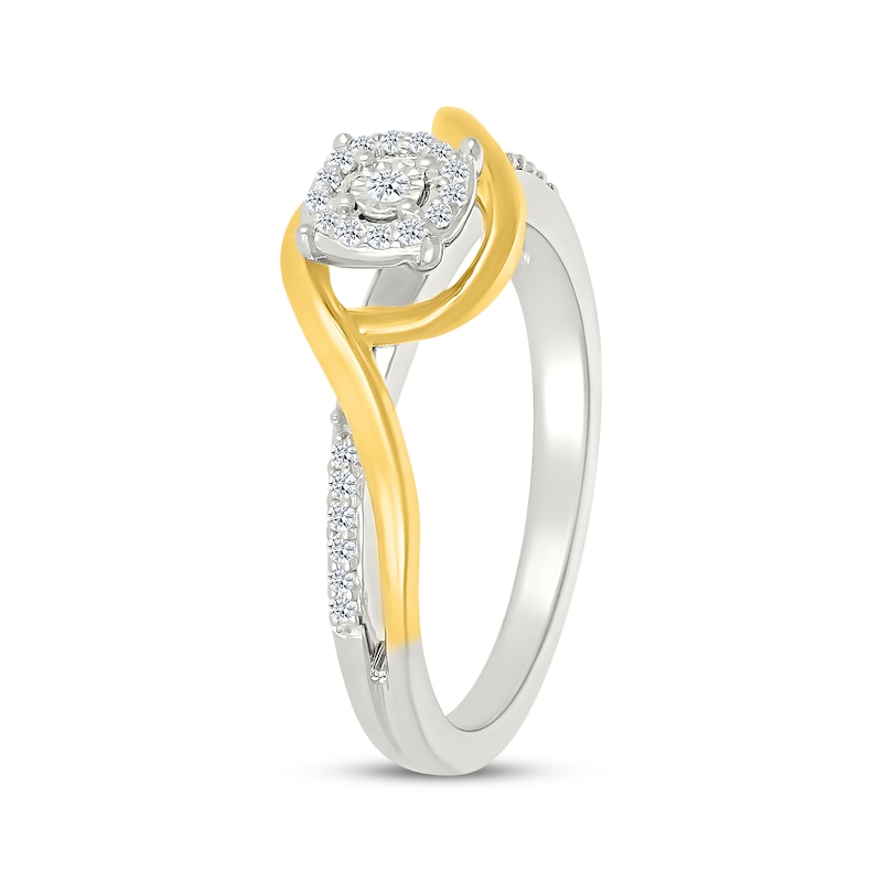 Main Image 2 of Diamond Bypass Swirl Promise Ring 1/8 ct tw Sterling Silver & 10K Yellow Gold