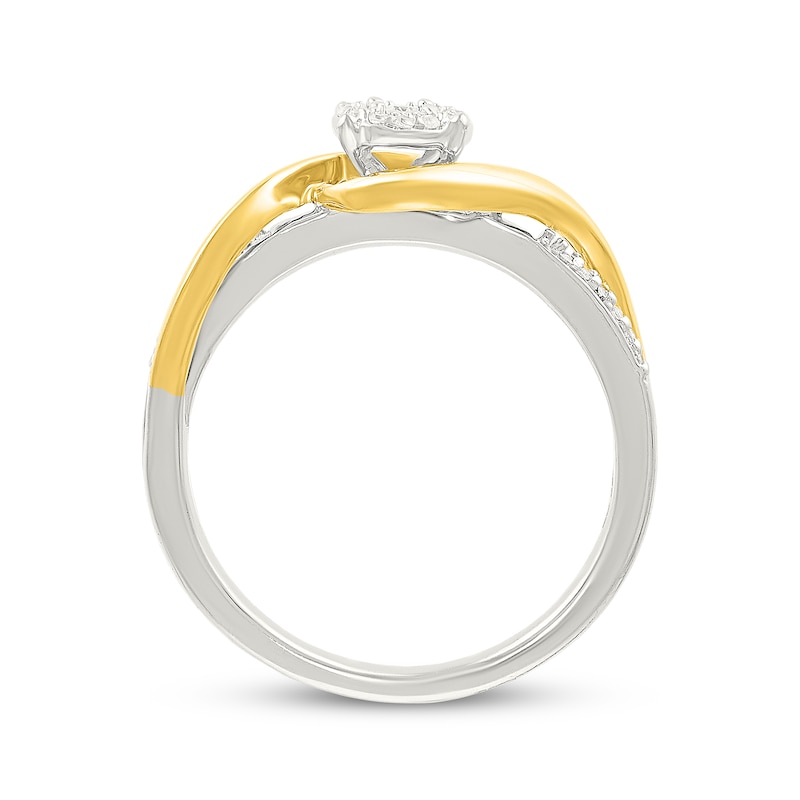 Main Image 3 of Diamond Bypass Swirl Promise Ring 1/8 ct tw Sterling Silver & 10K Yellow Gold