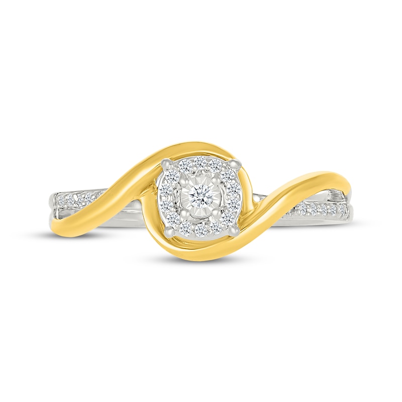 Main Image 4 of Diamond Bypass Swirl Promise Ring 1/8 ct tw Sterling Silver & 10K Yellow Gold