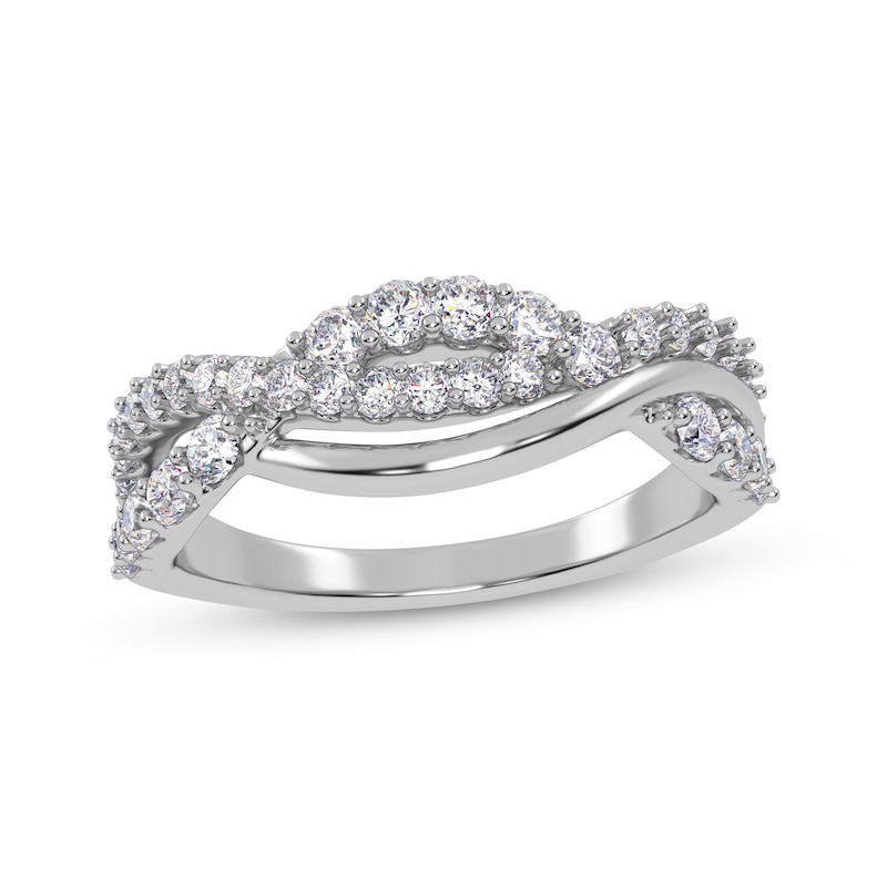 Main Image 1 of Diamond Wave Crossover Ring 1/2 ct tw 14K White Gold