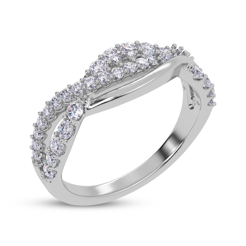 Main Image 2 of Diamond Wave Crossover Ring 1/2 ct tw 14K White Gold