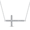 Thumbnail Image 1 of Diamond Sideways Cross Necklace 1/10 ct tw Sterling Silver 18&quot;