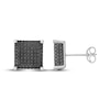 Thumbnail Image 3 of Men's Black Multi-Diamond Square Stud Earrings 1 ct tw Sterling Silver