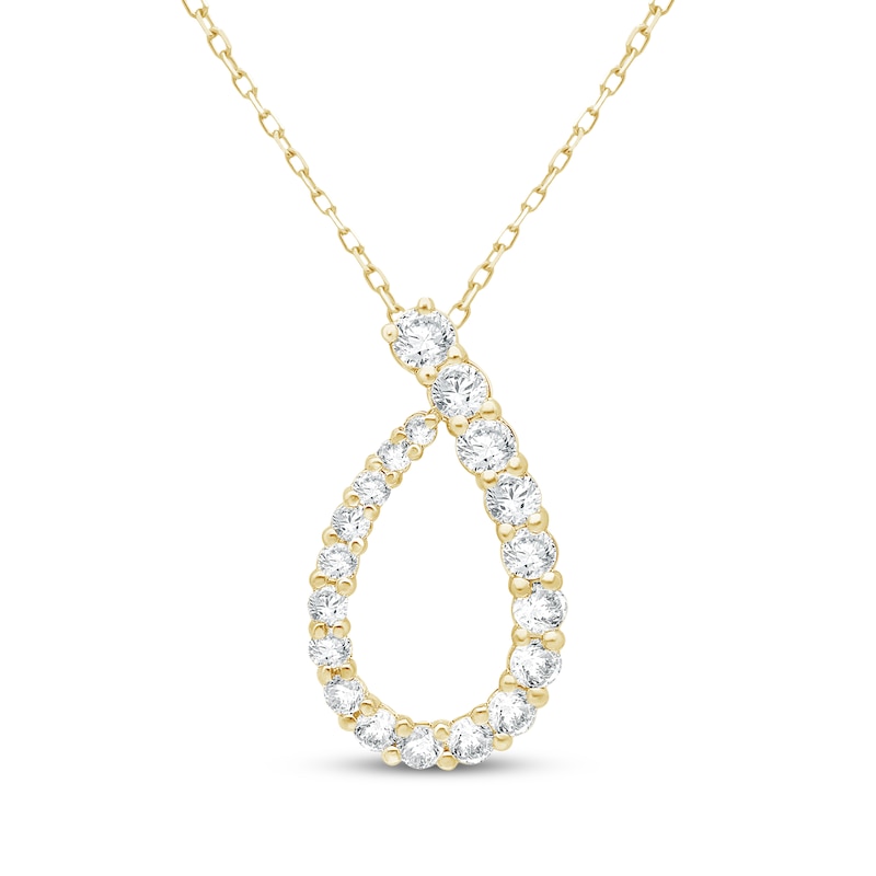 Main Image 1 of Lab-Grown Diamonds by KAY Graduated Teardrop Necklace 1/2 ct tw 14K Yellow Gold 18&quot;