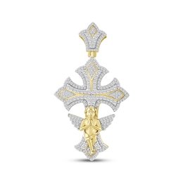 Men's Diamond Cross Angel Charm 1 ct tw 10K Yellow Gold