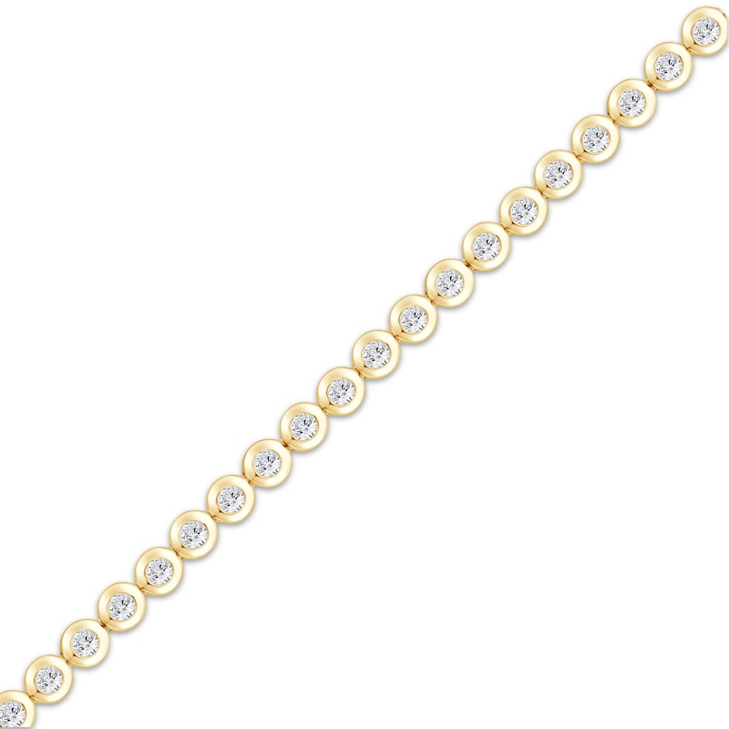 Main Image 2 of Lab-Grown Diamonds by KAY Bezel-Set Tennis Bracelet 1-1/2 ct tw 14K Yellow Gold 7&quot;