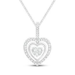 Unstoppable Love Multi-Diamond Heart Necklace 1/3 ct tw 10K White Gold 19&quot;