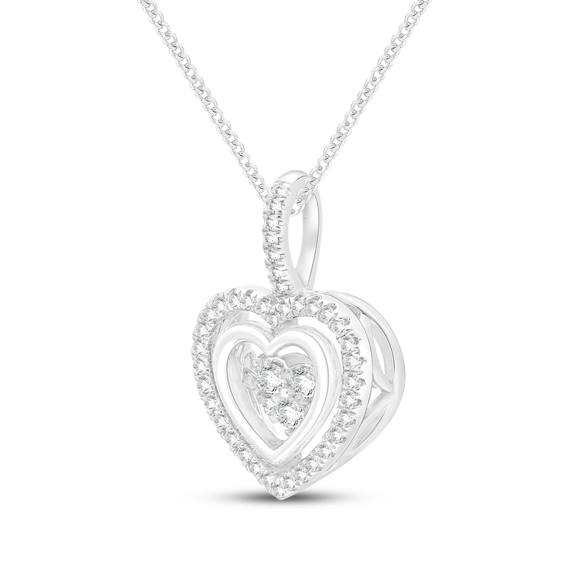 Main Image 2 of Unstoppable Love Multi-Diamond Heart Necklace 1/3 ct tw 10K White Gold 19&quot;