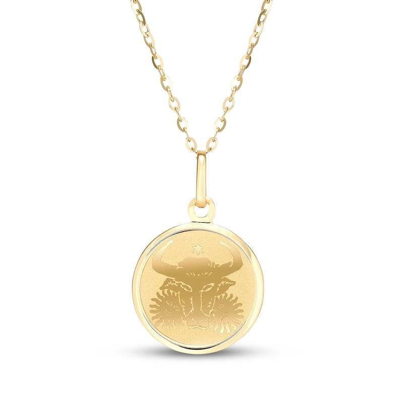 Main Image 1 of Zodiac Taurus Medallion Necklace 14K Yellow Gold 18&quot;