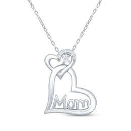 Diamond &quot;Mom&quot; Interlocking Hearts Necklace 1/15 ct tw Sterling Silver 18&quot;