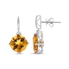 Thumbnail Image 1 of Cushion-Cut Citrine & Diamond Dangle Earrings 1/20 ct tw Sterling Silver