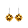 Thumbnail Image 2 of Cushion-Cut Citrine & Diamond Dangle Earrings 1/20 ct tw Sterling Silver