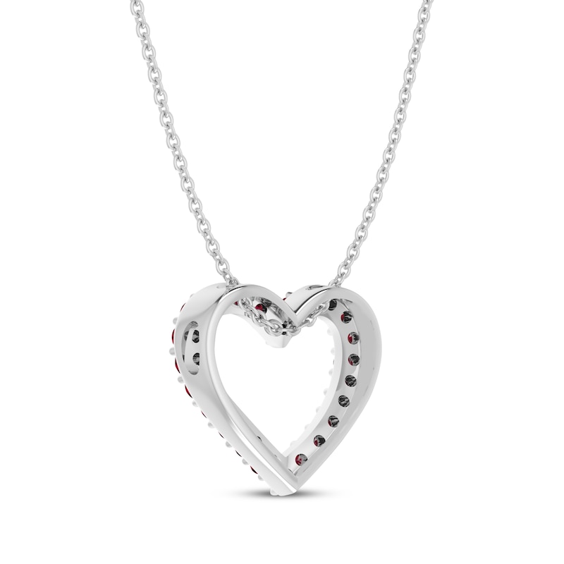 Main Image 3 of Lab-Created Ruby Heart Necklace Sterling Silver 18&quot;