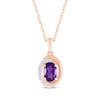 Thumbnail Image 1 of Oval-Cut Amethyst & Diamond Swirl Necklace 1/20 ct tw 10K Rose Gold 18&quot;