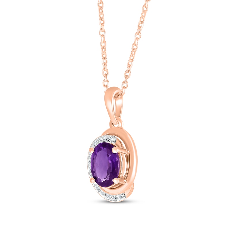 Main Image 2 of Oval-Cut Amethyst & Diamond Swirl Necklace 1/20 ct tw 10K Rose Gold 18&quot;