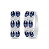 Thumbnail Image 1 of Oval-Cut Blue Lab-Created Sapphire & White Lab-Created Sapphire Hoop Earrings Sterling Silver