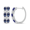 Thumbnail Image 3 of Oval-Cut Blue Lab-Created Sapphire & White Lab-Created Sapphire Hoop Earrings Sterling Silver