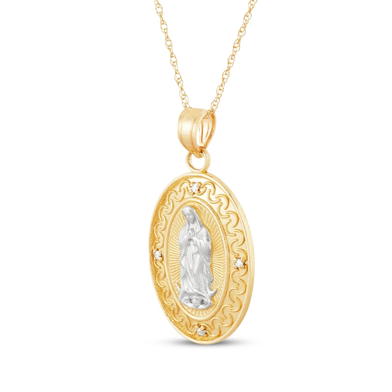 Main Image 2 of Diamond Accent Our Lady of Guadalupe Oval Necklace 14K Yellow Gold 20&quot;