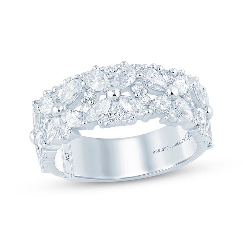 Main Image 1 of Monique Lhuillier Bliss Pear-Shaped, Marquise & Round-Cut Lab-Grown Diamond Anniversary Ring 2 ct tw 18K White Gold