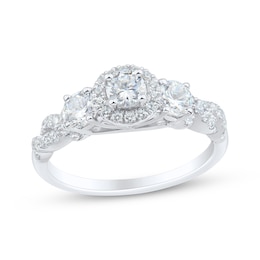 Round-Cut Diamond Three-Stone Engagement Ring 1 ct tw 14K White Gold