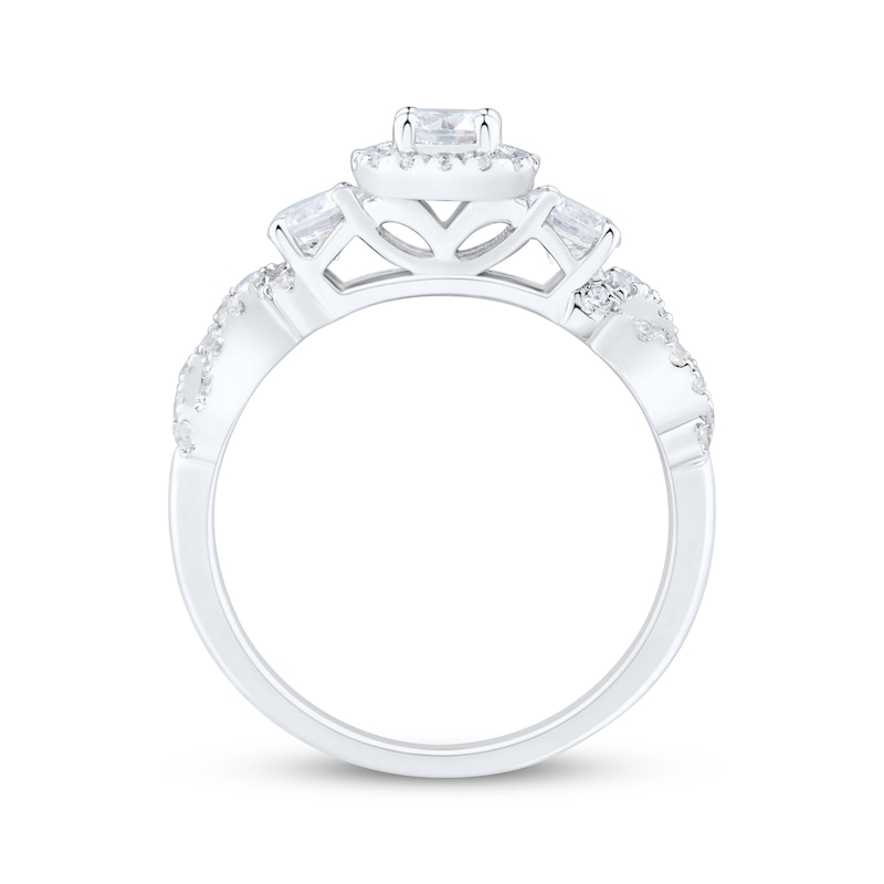 Main Image 2 of Round-Cut Diamond Three-Stone Engagement Ring 1 ct tw 14K White Gold