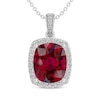 Thumbnail Image 1 of Cushion-Cut Lab-Created Ruby & White Lab-Created Sapphire Necklace Sterling Silver 18&quot;