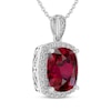 Thumbnail Image 2 of Cushion-Cut Lab-Created Ruby & White Lab-Created Sapphire Necklace Sterling Silver 18&quot;