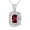 Thumbnail Image 3 of Cushion-Cut Lab-Created Ruby & White Lab-Created Sapphire Necklace Sterling Silver 18&quot;