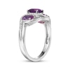 Thumbnail Image 2 of Oval-Cut Amethyst & White Lab-Created Sapphire Three-Stone Bypass Ring Sterling Silver