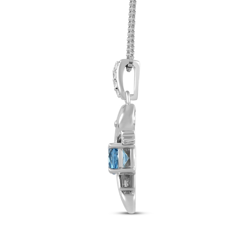 Swiss Blue Topaz & White Lab-Created Sapphire Dolphin Necklace Sterling Silver 18"