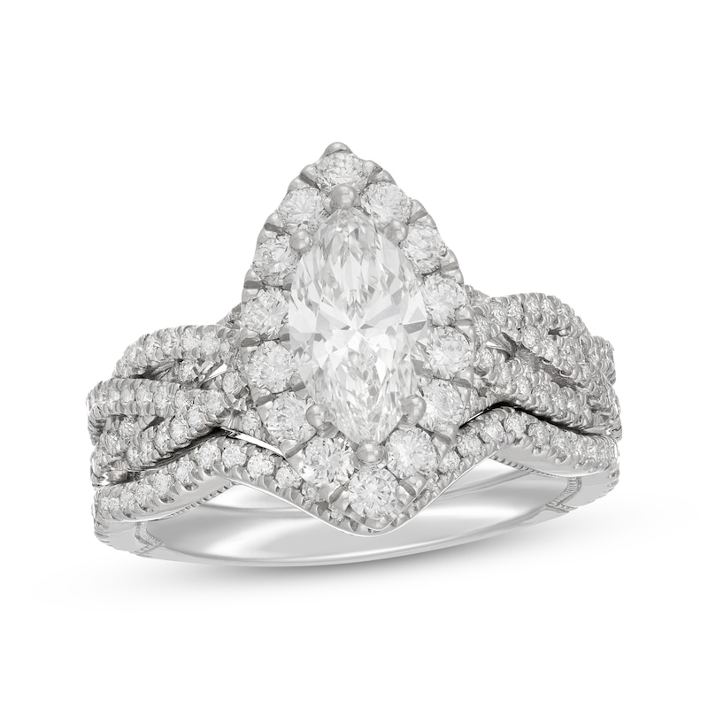 Main Image 1 of Neil Lane Artistry Marquise-Cut Lab-Grown Diamond Halo Bridal Set 2-1/8 ct tw 14K White Gold