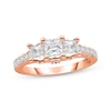 Thumbnail Image 1 of Princess-Cut Diamond Three-Stone Engagement Ring 1-1/2 ct tw 14K Rose Gold