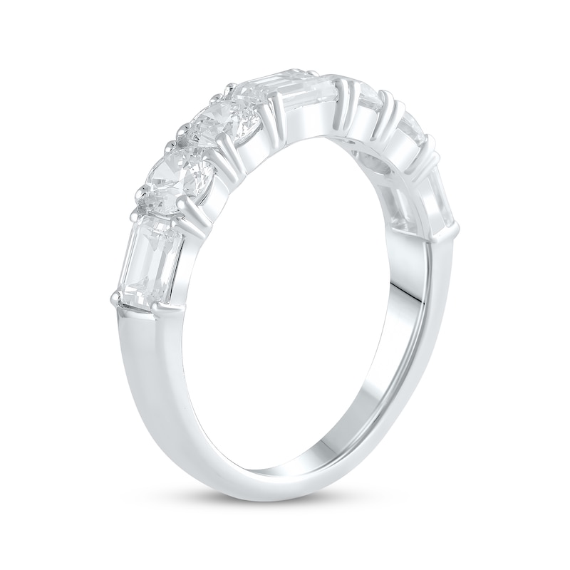 Main Image 2 of Lab-Grown Diamonds by KAY Emerald & Round-Cut Anniversary Band 2 ct tw 14K White Gold