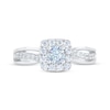 Thumbnail Image 3 of THE LEO First Light Diamond Round-Cut Cushion Frame Engagement Ring 3/4 ct tw 14K White Gold