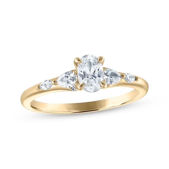 Oval, Pear, Marquise & Round-Cut Diamond Engagement Ring 3/4 ct tw 14K Yellow Gold