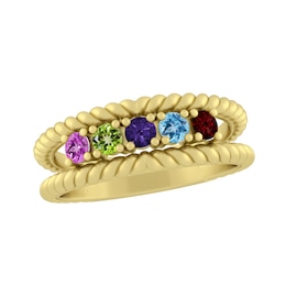 Round Birthstone Family & Mother's Thread Ring (5 Stones)