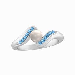 Cultured Pearl Birthstone Bypass Ring (1 Stone)