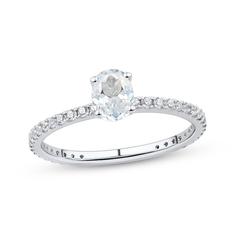 Main Image 1 of Certified Oval-Cut Diamond Engagement Ring 3/4 ct tw Platinum