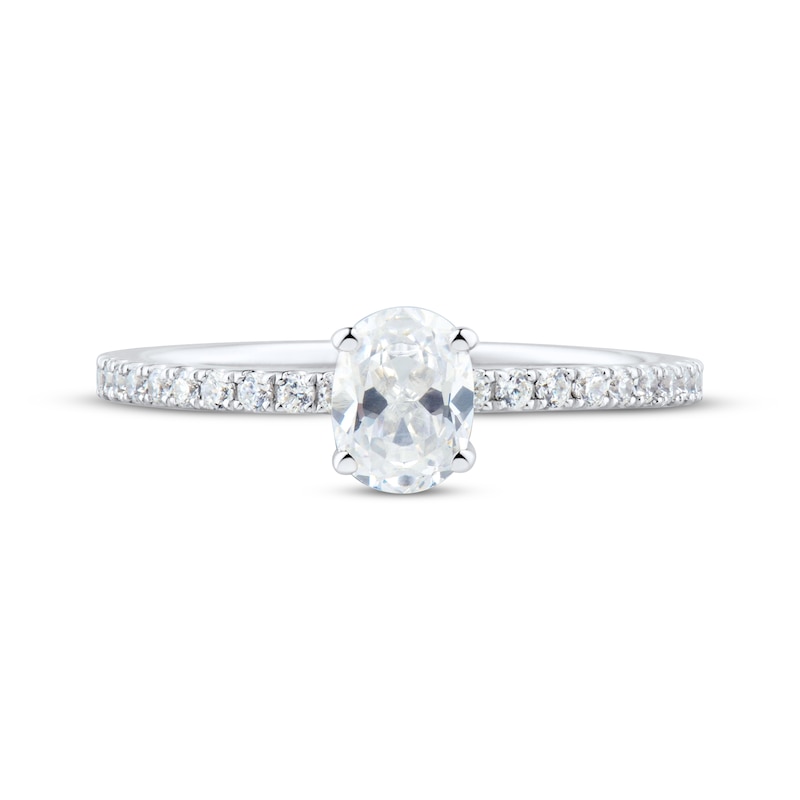 Main Image 3 of Certified Oval-Cut Diamond Engagement Ring 3/4 ct tw Platinum