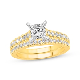 Princess & Round-Cut Diamond Bridal Set 1 ct tw 14K Two-Tone Gold