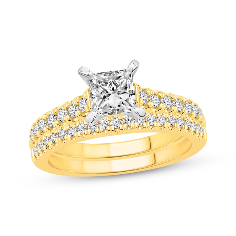 Main Image 1 of Princess & Round-Cut Diamond Bridal Set 1 ct tw 14K Two-Tone Gold