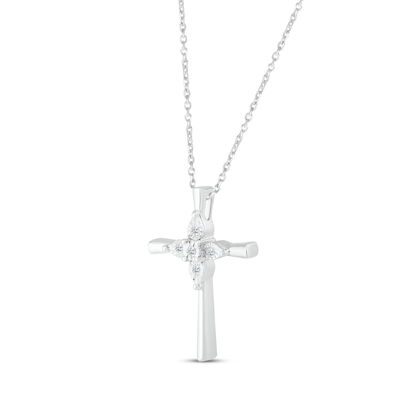 Diamond-Accent Cross Necklace Sterling Silver 18”