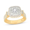 Thumbnail Image 0 of Multi-Diamond Center Cushion Frame Collar Engagement Ring 2 ct tw 10K Yellow Gold