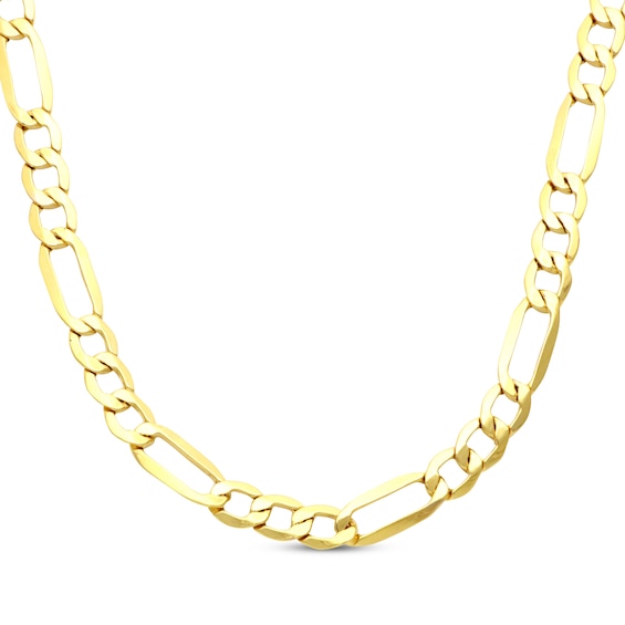 Semi-Solid Figaro Chain Necklace 5.6mm 14K Yellow Gold 18"