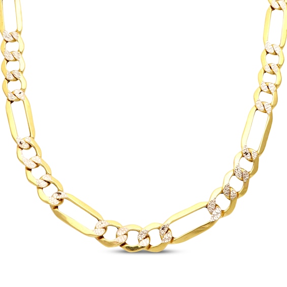 Diamond-Cut Semi-Solid Figaro Chain Necklace 6.3mm 14K Yellow Gold 18"