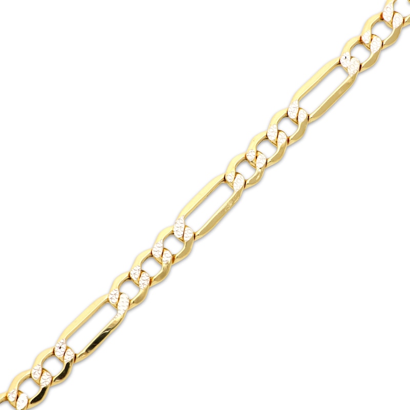 Main Image 2 of Diamond-Cut Semi-Solid Figaro Chain Necklace 6.3mm 14K Yellow Gold 18&quot;