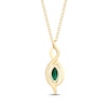 Thumbnail Image 2 of Marquise-Cut Emerald & Diamond Necklace 1/15 ct tw 14K Yellow Gold 18"